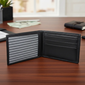 Billetera simple 101 cuero vacuno premium con protección Rfid